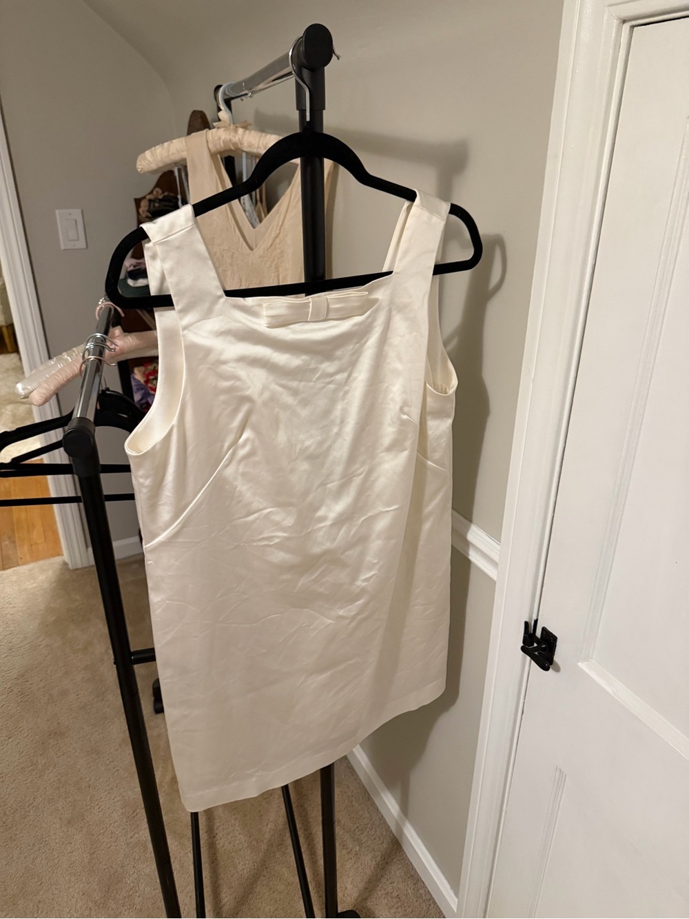 BHLDN Cream Square Neck Sleeveless Dress